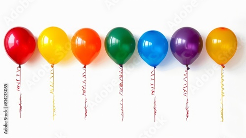 Series of Rainbow-Colored Balloons Floating  Crafted for LGBT Pride Month Backdrop  Isolated on White Background