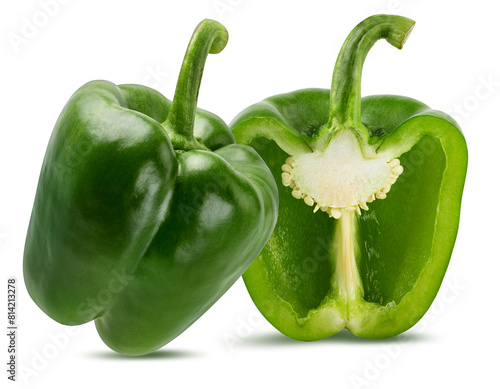 Green sweet pepper bell isolated on white background