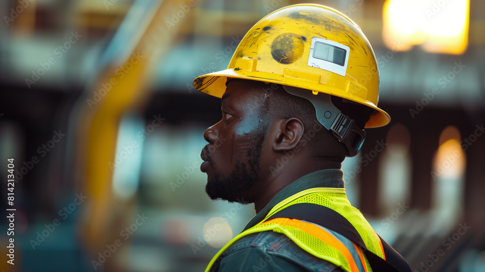 Worker wearing safety helmet Worker wearing safety helmet