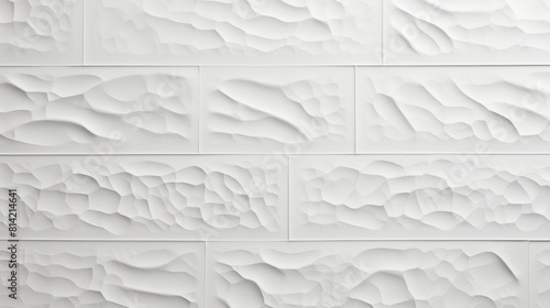 Fototapeta Naklejka Na Ścianę i Meble -  3D wall panel, white color, looks like brick.