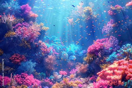 vibrant coral reef teeming with diverse marine life underwater paradise digital painting