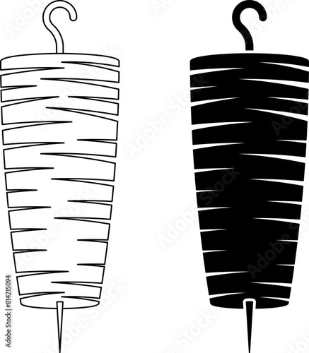 outline silhouette doner kebab icon set