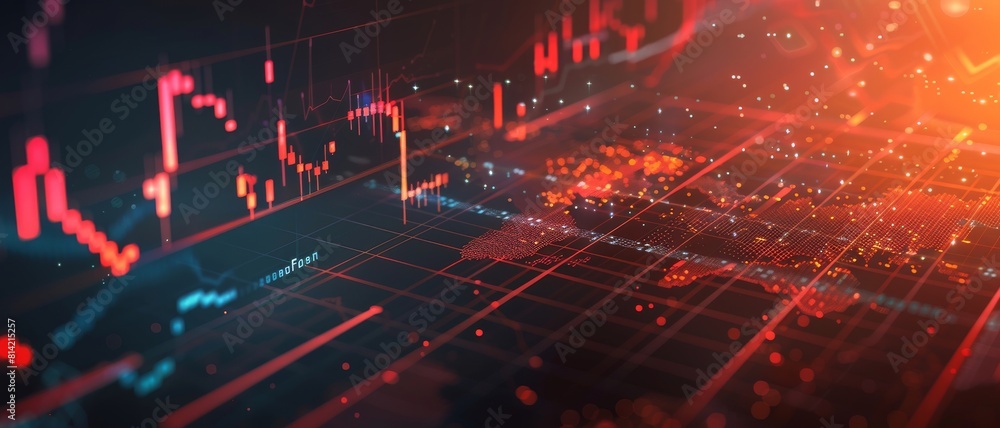 Fototapeta premium Stock exchange market graph and progress of business financial and investment data analysis.