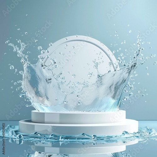 Stock Illustration ID: 2195599121 podium with water splash swirl for product presentation. 3d illustration generative ai