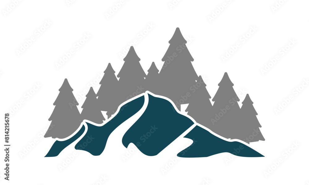 Mountain and spruce forest illustration design vector Mountain and spruce forest illustration design vector