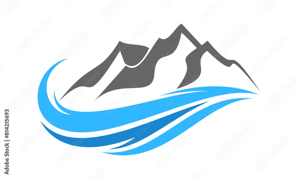 Mountain and wave illustration design vector Mountain and wave illustration design vector