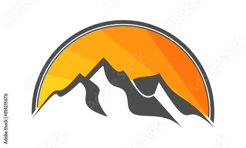 Mountain and sun illustration design vector