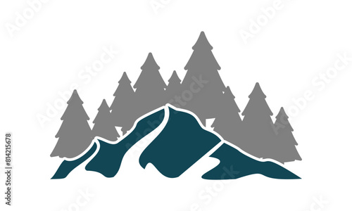 Mountain and spruce forest illustration design vector