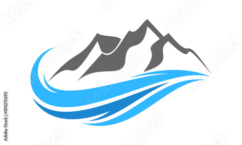 Mountain and wave illustration design vector