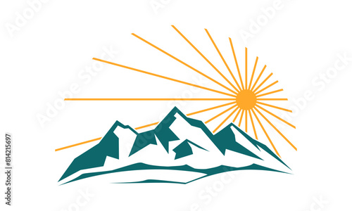 Mountain and sun shine illustration design vector