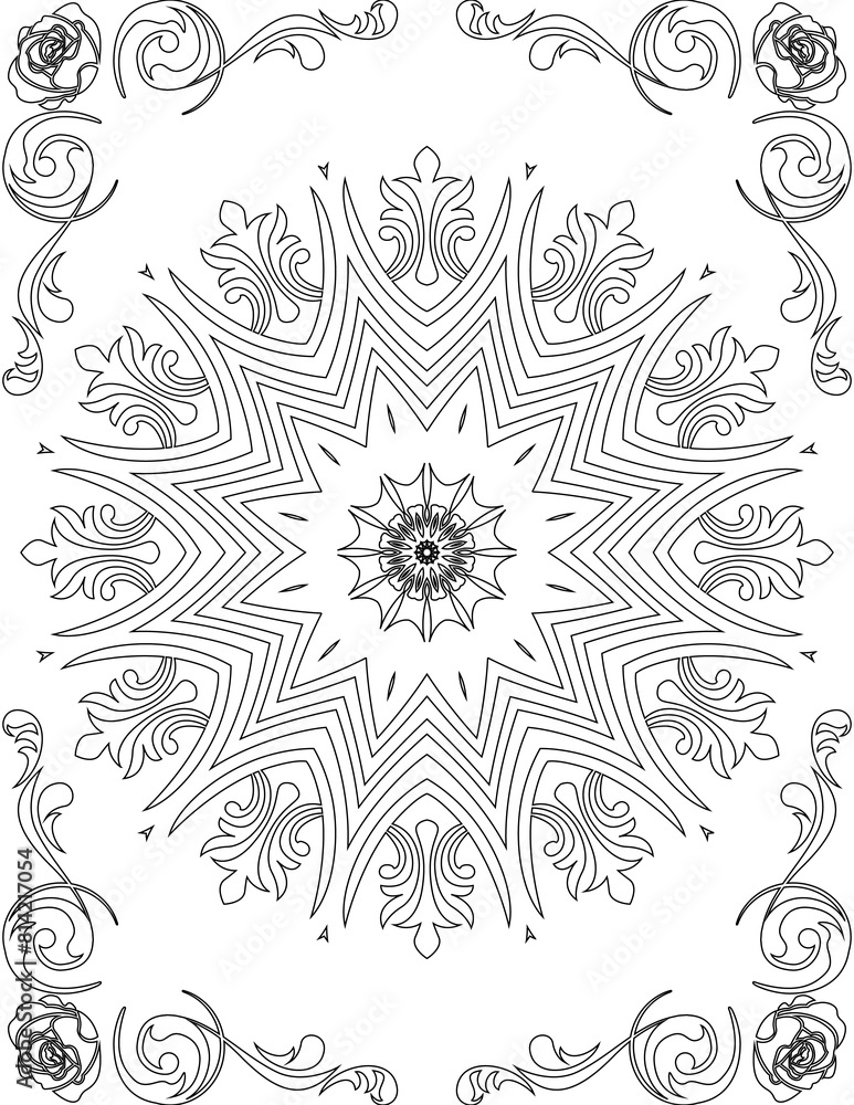 Printable Mandala Coloring Page for Adults. Educational Resources for School for Kids. Adults Coloring Book. Mandala Coloring Activity Worksheet.