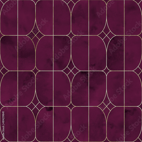 Watercolor stained glass window. Seamless abstract pattern