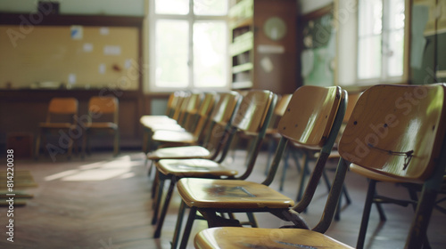 Empty Wooden Chairs in a Classroom - Empty Classroom Stock Videos & Royalty-Free Footage