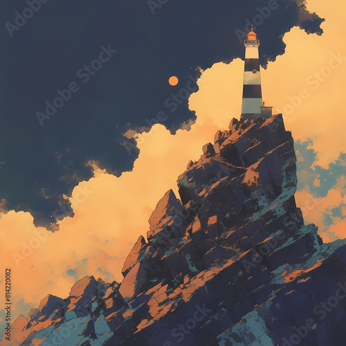 Majestic Towering Lighthouse Perched Above the Clouds photo