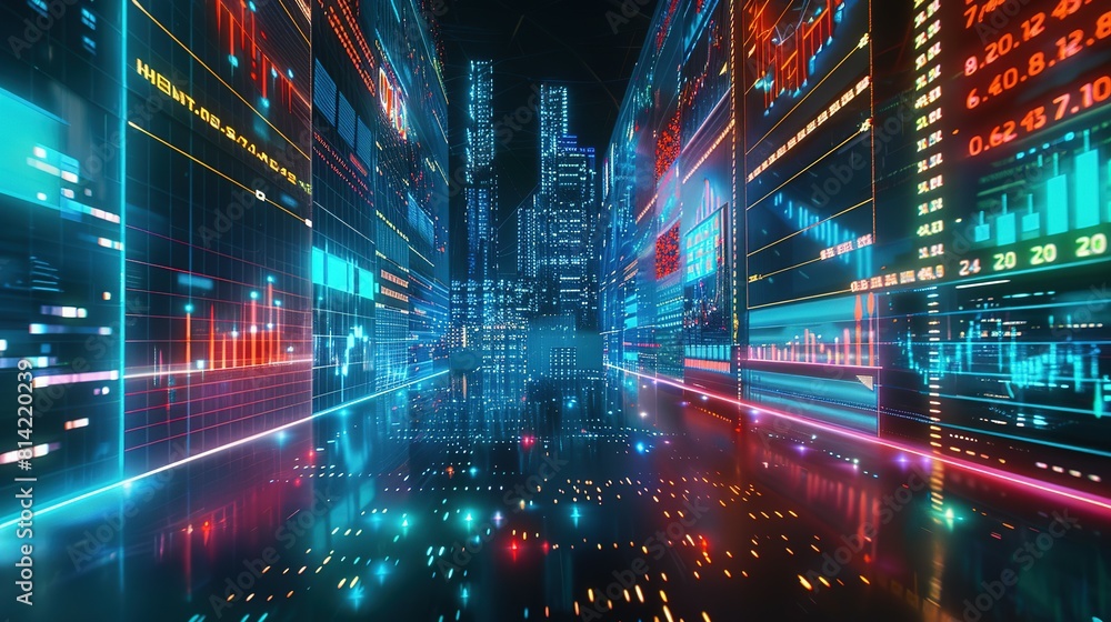 Fototapeta premium Stock market and trading, digital graph, financial or forex graph chart business