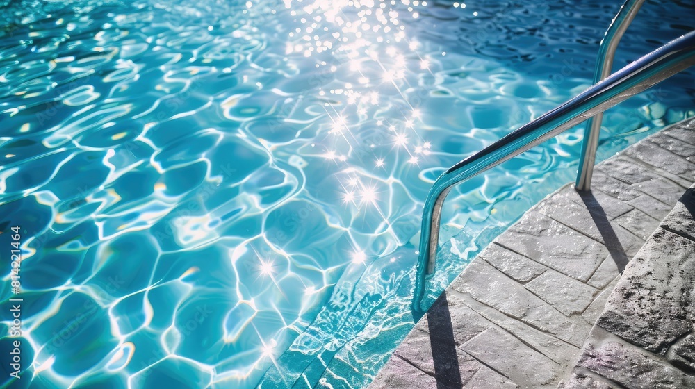 Obraz premium sparkling pool under the sun, inviting relaxation and fun in the water.