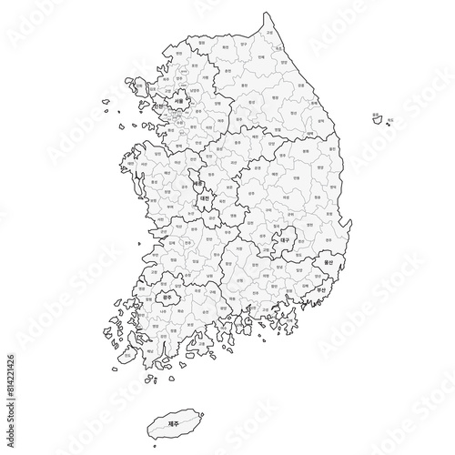 Photography south korea province png map. republic of korea map.