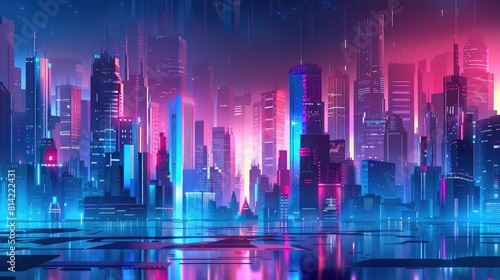 Futuristic cityscape backdrop  ideal for tech companies and innovation-driven ad campaigns.