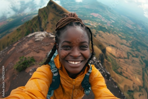 Cinematic Selfie African Girl Captures Sweet Smile Generative AI photo