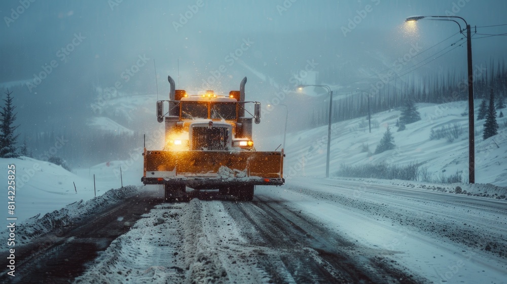 Salting highway maintenance snow plow truck Salting highway maintenance snow plow truck