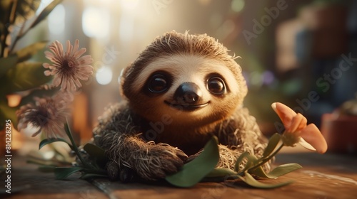 cute baby sloth. Created with Generative AI.