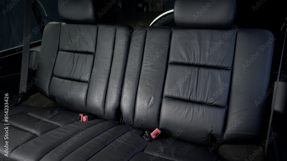 Obraz premium Black leather back seat