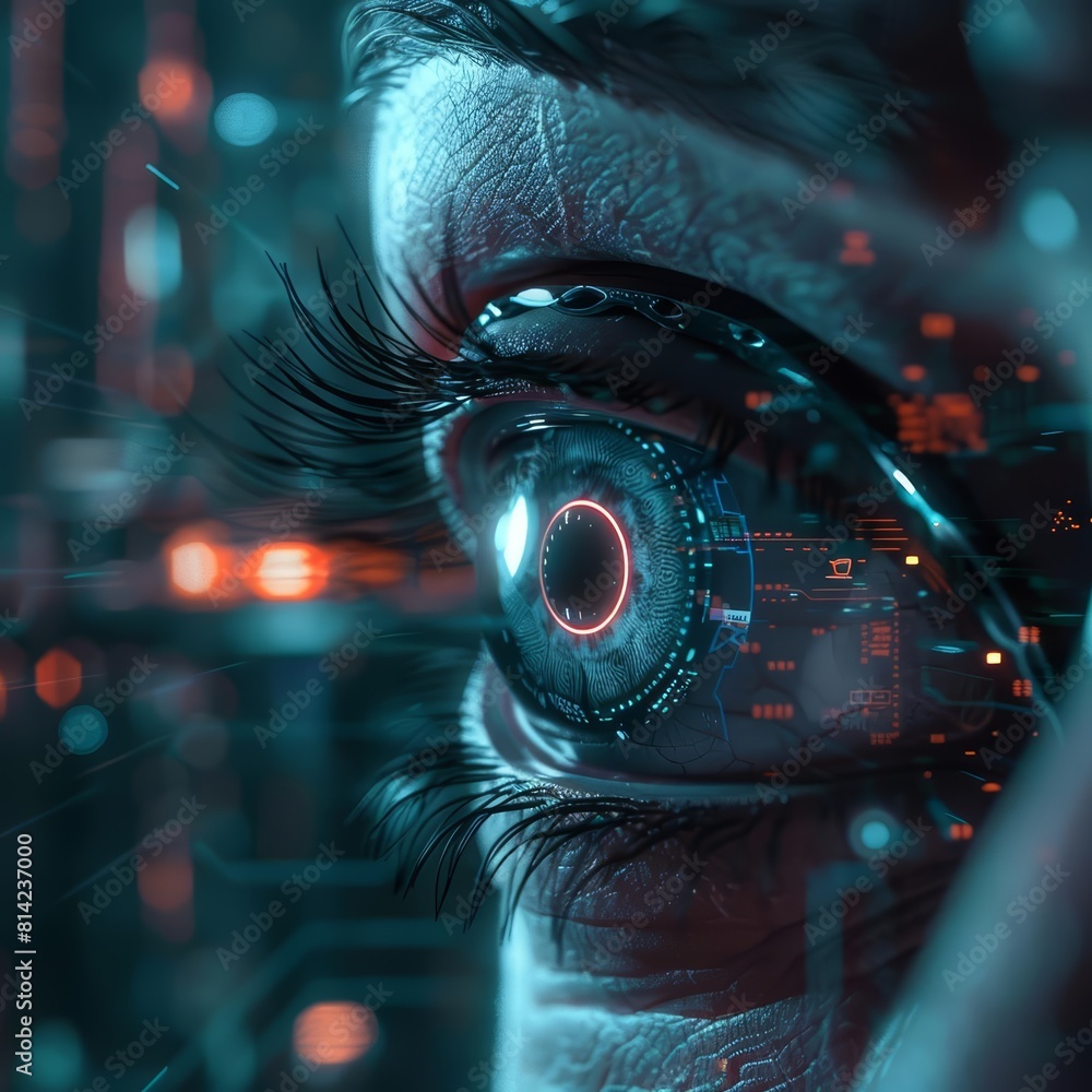 A sharp focus on a cybernetic eye implant A sharp focus on a cybernetic eye implant