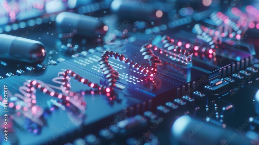 Obraz premium A sharp focus on a genetic sequencing chip