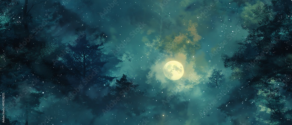 Explore a high-angle view of a moonlit Explore a high-angle view of a moonlit