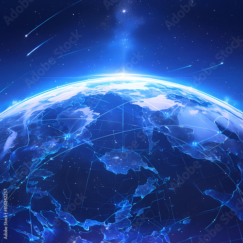 Visionary Depiction of a Global Network Connecting the World