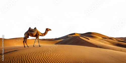 breathtaking desert landscape dunes camel wavy sand surface transparent background