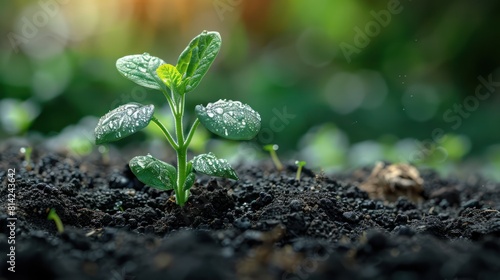 Emerging Life: Young Sprout Thriving in Nutrient-Rich Soil