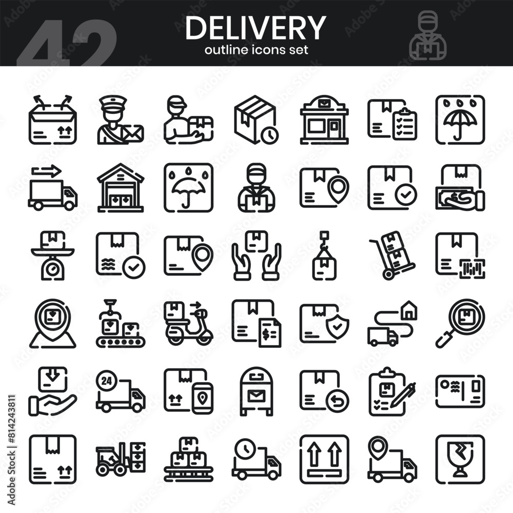 Delivery line icons set. Shipping icon collection. Vector illustration