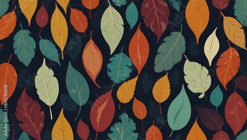 Leaf Pattern Background In Retro Style