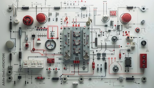 Visualize an electrical circuit diagram illustrating the flow of current through various components, powered by a stable voltage source © Nawarit