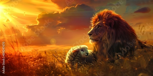 Jesus Christ: The Lion and the Lamb. Concept Christianity, Symbolism, The Bible, Jesus Christ, Lion and Lamb photo