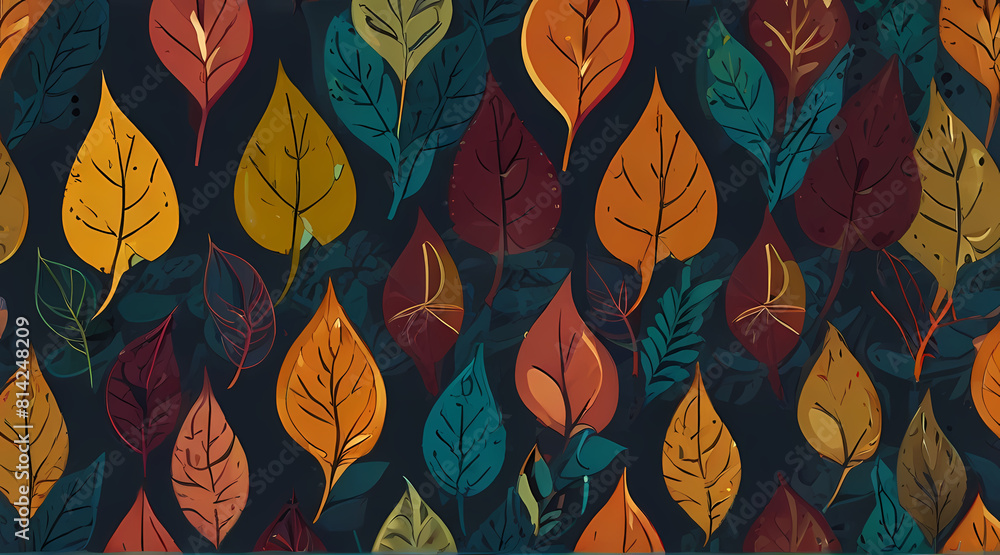 Leaf Pattern Background In Retro Style Leaf Pattern Background In Retro Style