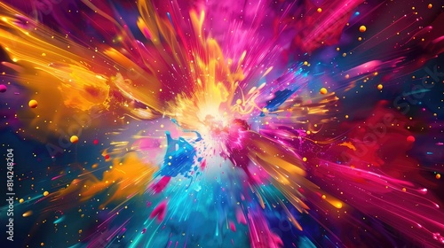 Vibrant Abstract Pop Background with a Dynamic Explosion of Colors Synced to the Beat