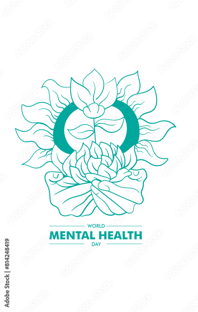 Obraz premium World mental health day illustration with goddess of flower sign