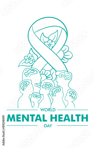 World mental health day illustration with goddess of flower sign