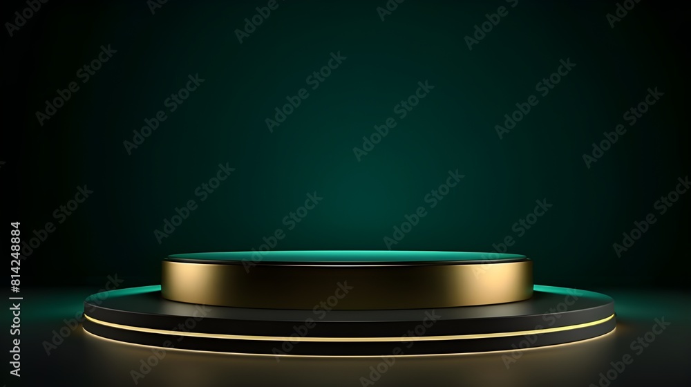 Modern Podium with Golden Accent, Emerald Elegance, Generative AI Modern Podium with Golden Accent, Emerald Elegance, Generative AI