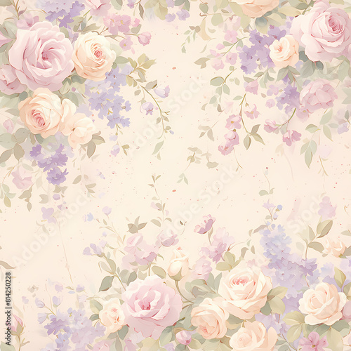 Premium floral wallpaper design with a touch of vintage charm. Hand-painted in soft rose and purple hues  this detailed pattern is perfect for any romantic or classic interior.