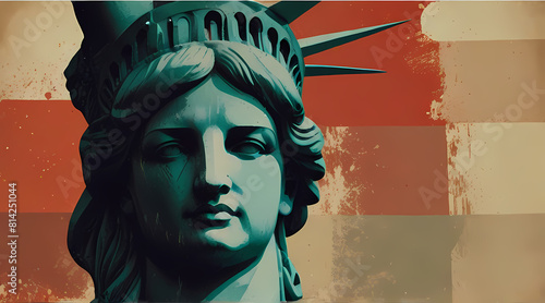 Statue of Liberty With Retro Style Background  