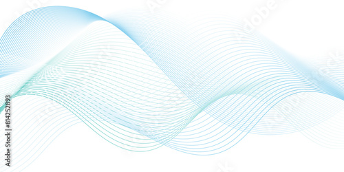 Vector abstract blue digital blend wave lines technology background. Modern minimal gradient white flowing wave lines and glowing moving lines. Futuristic technology and sound wave lines background.