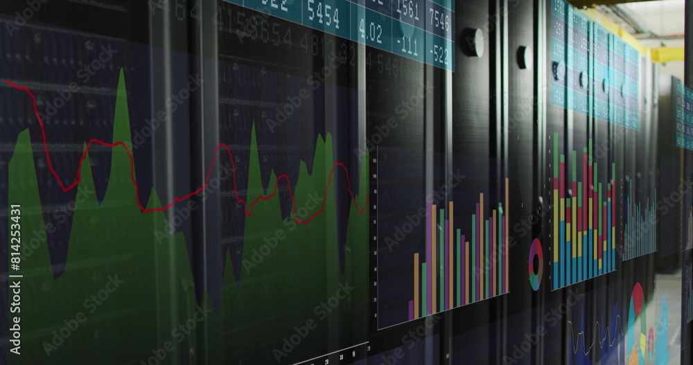 Image of financial data processing over computer servers Image of financial data processing over computer servers