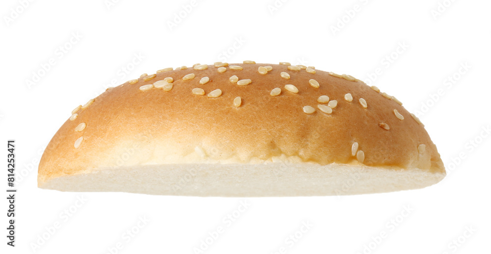 Half of fresh burger bun isolated on white Half of fresh burger bun isolated on white