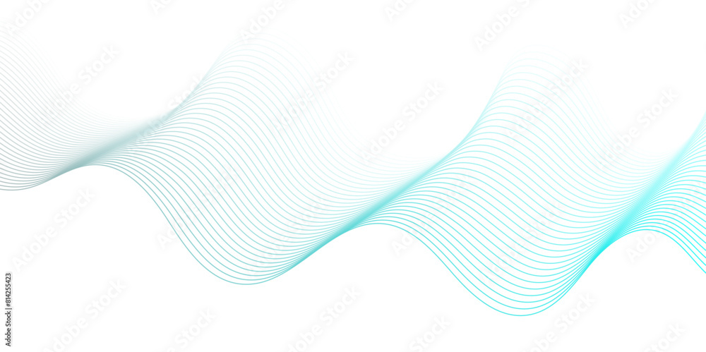 Fototapeta premium Vector abstract blue digital blend wave lines technology background. Modern minimal gradient white flowing wave lines and glowing moving lines. Futuristic technology and sound wave lines background.