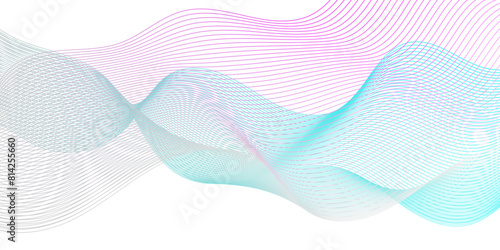 Vector abstract blue digital blend wave lines technology background. Modern minimal gradient white flowing wave lines and glowing moving lines. Futuristic technology and sound wave lines background.