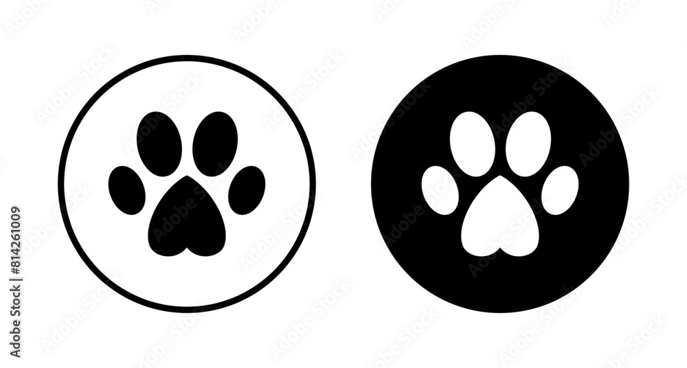 Fototapeta premium Paw icon vector isolated on white background. Paw Print icon