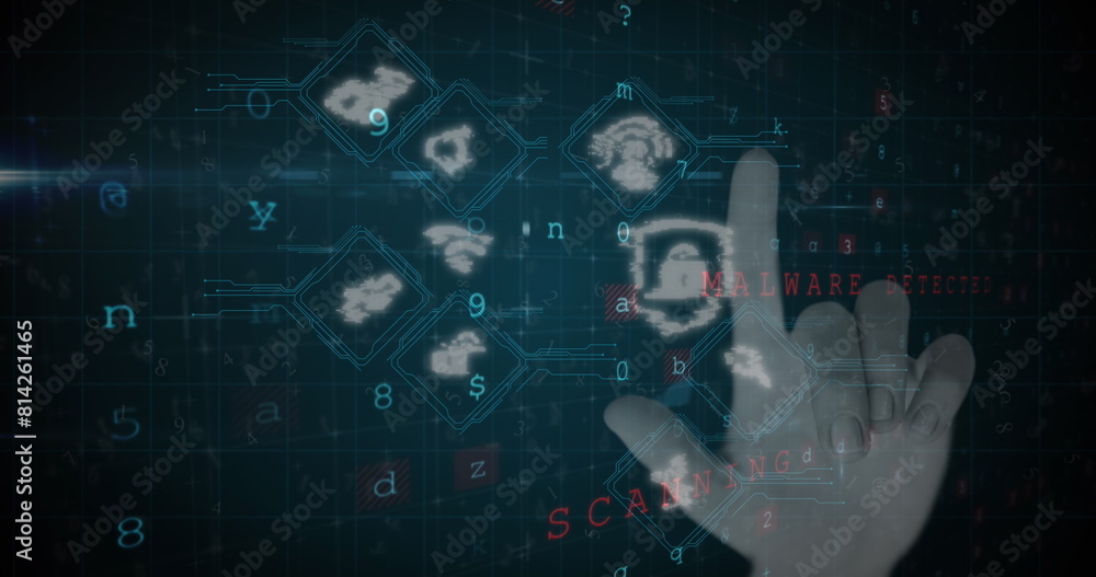 Image of data processing over hand Image of data processing over hand